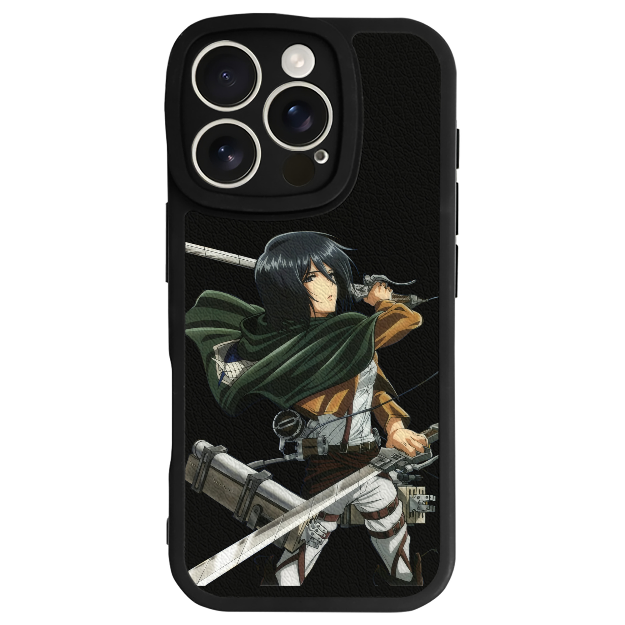 （画像用） 進撃の巨人 ミカサ·アッカーマン Attack on Titan Mikasa Ackerman 【iPhone 16シリーズ対応】シリコンスマホケース（レザー調） 材質：シリコン